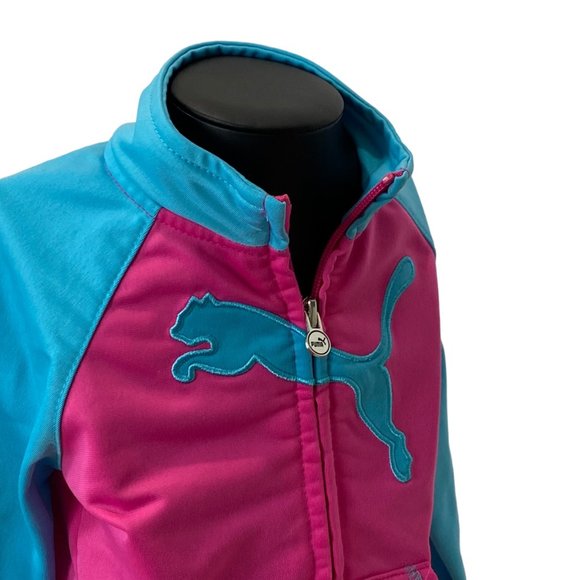 (4-124) Puma Sport Life Style Hot Pink and Blue Zipper Track Sweater - Picture 11 of 13